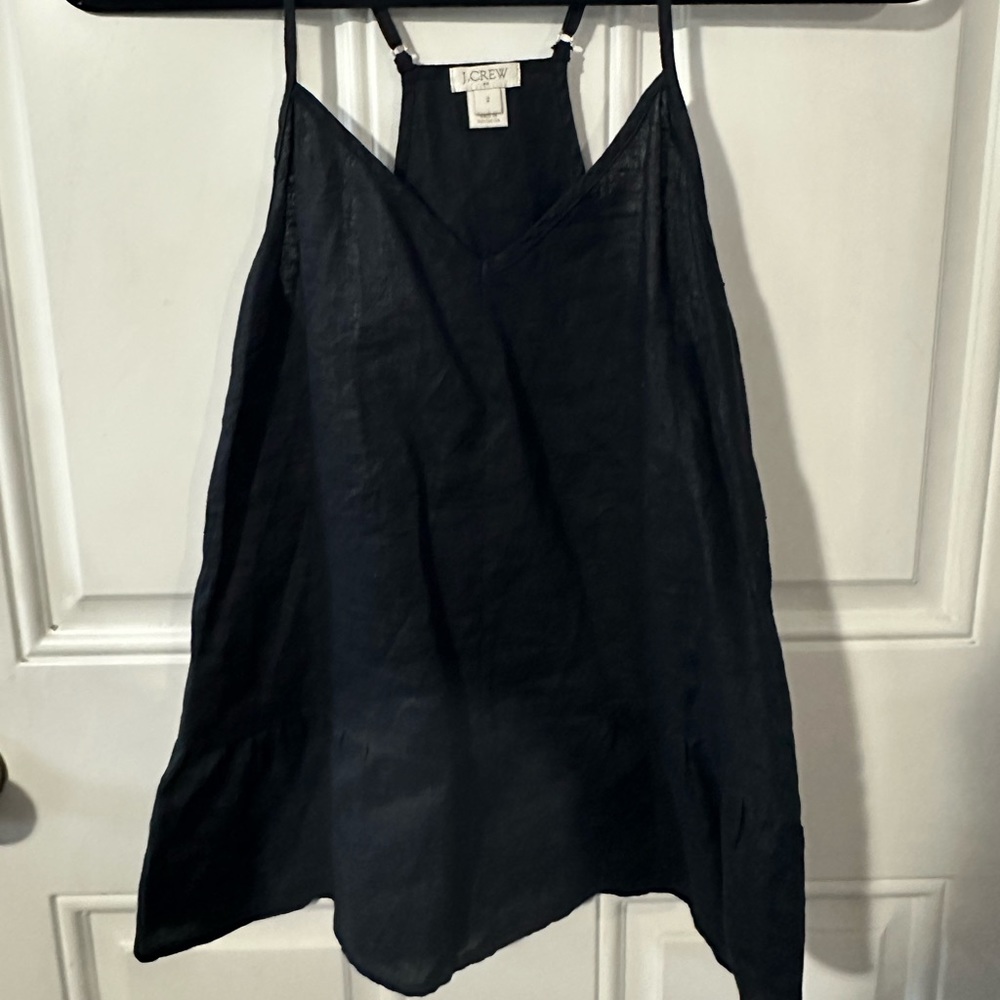 J.Crew Black Linen Babydoll Top Size 2